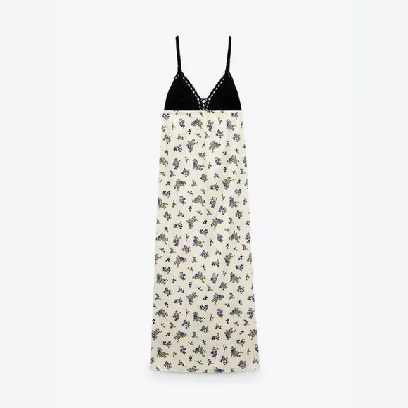 zara crochet slip dress Zara CROCHET SLIP DRESS L (12-14) New